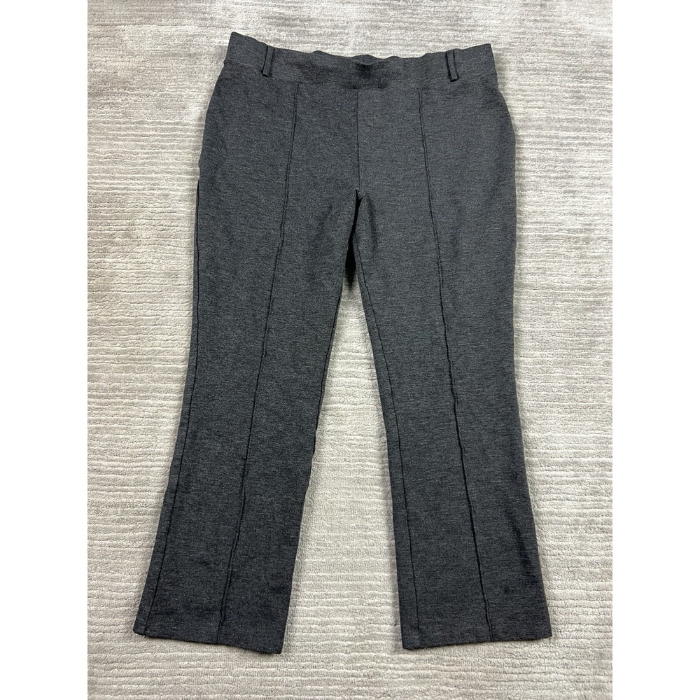Serra Dress Pants Womens XL Charcoal Gray Stretch Flare Leg Pull On Work Trouser